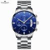 Men'S Fashion Business Round Dial Calendar Waterproof Luminous Sports Quartz Buckle Leather Band Watch