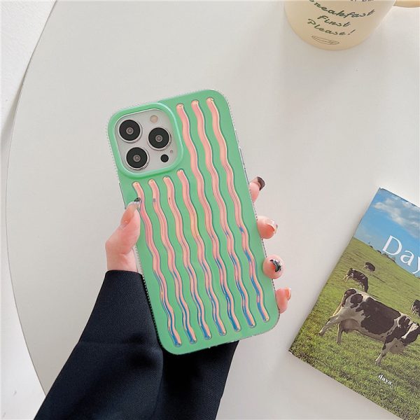 Fashion Simple Wavy Laser Plating Colorful Phone Case