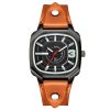 Men Retro Top Layer Leather Strap Square Quartz Watch