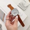 Men'S And Women'S Fashion Simple Square Dial Creative Three-Dimensional Two-Hand Quartz Leather Band Watch