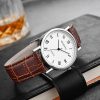 Men'S Casual Fashion Simple Round Dial Quartz Leather Band Watch