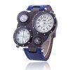 Men Luxury Multiple Dial Design Leather Band Quartz Watch