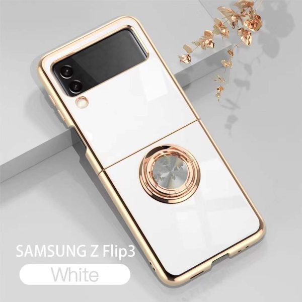 Fashion Personality Solid Color Electroplating Samsung Galaxy Z Flip4 Magnetic Suction Ring Holder Mobile Case