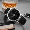 Men'S Casual Fashion Simple Round Dial Quartz Leather Band Watch