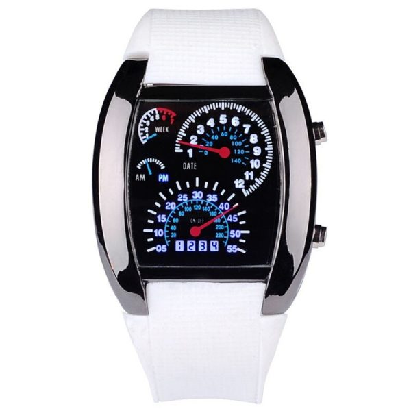 Men'S Fashion Sports Creative Led Fan-Shaped Display Electronic Watch