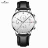 Men'S Fashion Business Round Dial Calendar Waterproof Luminous Sports Quartz Buckle Leather Band Watch