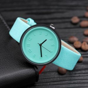 Women'S Fashion Simple Candy Color Three-Dimensional Digital Scale Canvas Band Quartz Watch