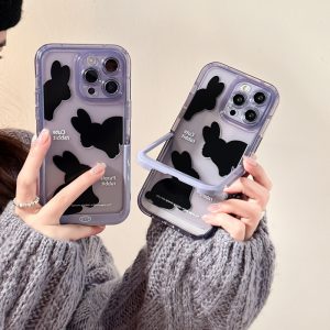 Fashion Personality Cartoon Pattern Stands Apple Silicone Soft Case