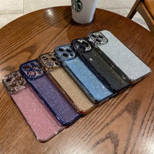 Fashion Simple Personality Solid Color Electroplating Glitter Apple Case