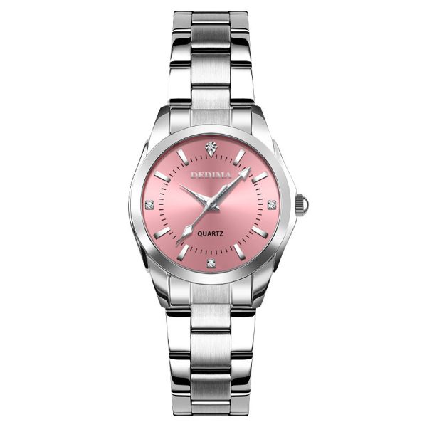 Women'S Fashion Casual Round Dial Waterproof Metal Quartz Watch