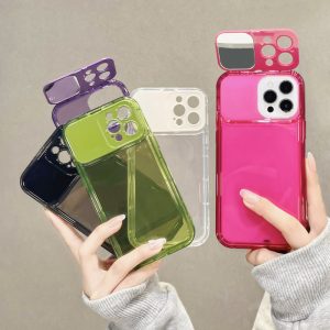 Fashion Personality Solid Color Transparent Flip Mirror Apple Silicone Soft Case