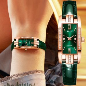Women'S Fashion Temperament Square Small Green Belt Watch