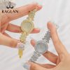 Women'S Fashion Simple Full Diamond Round Quartz Watch