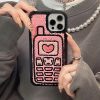 Fashion Personality Retro Mobile Heart Pattern Towel Embroidered Phone Apple Case