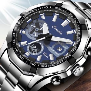 Men'S Casual Fashion Calendar Waterproof Luminous Sports Round Dial Quartz Watch