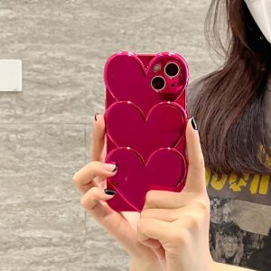 Fashion Personality Electroplating Rose Stacked Heart Phone Soft Case