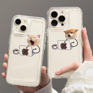 Men'S And Women'S Fashion Casual Creative Cartoon Cats And Dogs Apple Soft Case