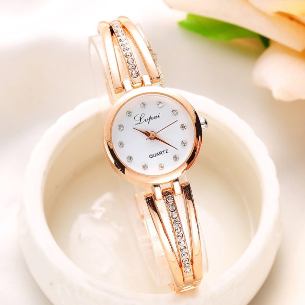 Women'S Casual Fashion Business Rhinestone Small Round Dial Metal Chain Quartz Watch