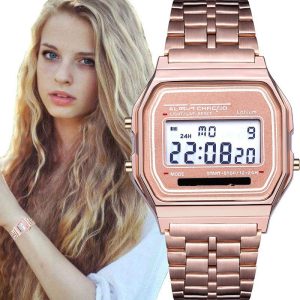 Men'S And Women'S Casual Fashion Square Metal Band Electronic Watch