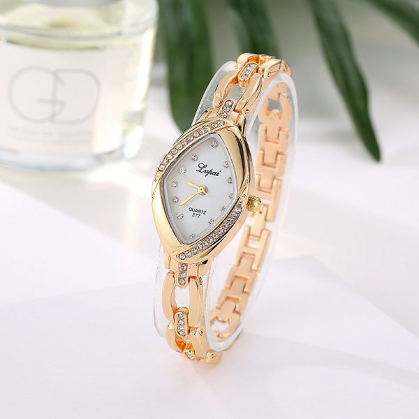 Women'S Fashion Casual Rhinestone Small Round Dial Metal Chain Quartz Watch