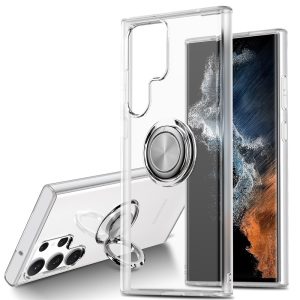 Fashion Simple Transparent Magnetic Ring Holder Samsung Galaxy Phone Soft Case