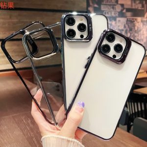 Fashion Personality Apple Electroplating Magsafe Flip Cover Goggle Holder Transparent Mobile Phone Case