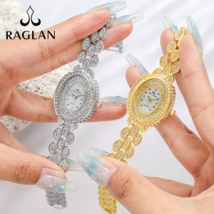 Women'S Fashion Simple Diamond Set Oval Dial Quartz Watch
