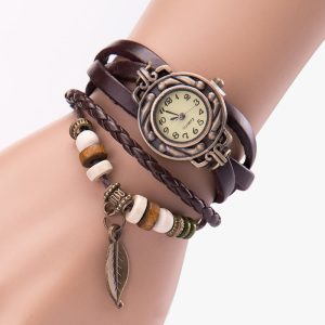 Women Fashion Vintage Leaf Bracelet Watch