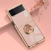 Fashion Personality Solid Color Electroplating Samsung Galaxy Z Flip4 Magnetic Suction Ring Holder Mobile Case