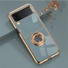 Fashion Personality Solid Color Electroplating Samsung Galaxy Z Flip4 Magnetic Suction Ring Holder Mobile Case