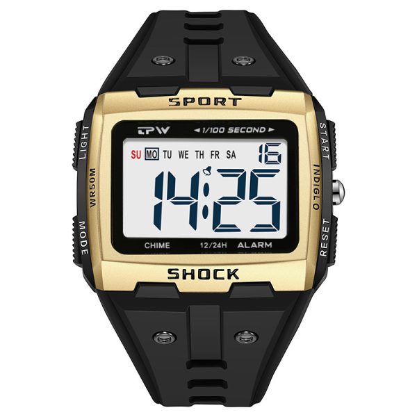 Men'S And Women'S Fashion Casual Commuting Simple Rectangle Digital Display Waterproof Sports Multi-Function Electronic Watch