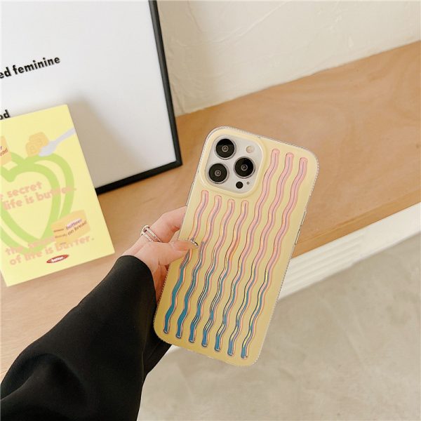 Fashion Simple Wavy Laser Plating Colorful Phone Case