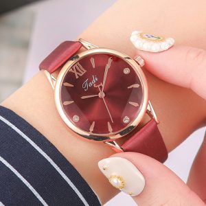 Women'S Casual Fashion Round Dial Rhinestone Stainless Steel Pin Buckle Belt Watch