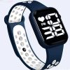 Fashion Casual Sports Multifunctional Large Square Led Hollow Silicone Strap Electronic Watch