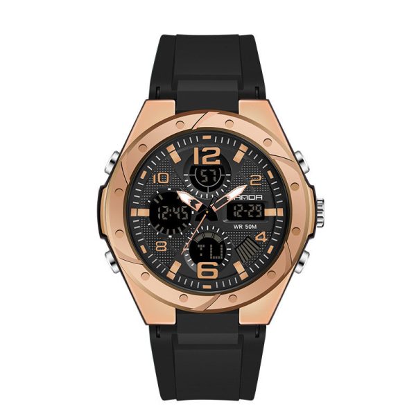 Men'S And Women'S Fashion Personality Sports Round Dial Multi-Functional Luminous Waterproof Electronic Watch