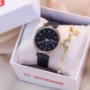 women'S Fashion Casual Preppy Retro round dial Alloy Buckle Quartz Watch