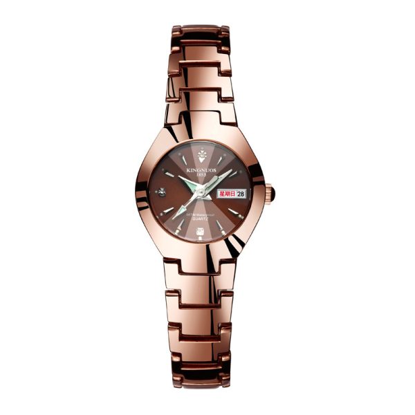 Men'S And Women'S Fashion Casual Round Dial Luminous Calendar Waterproof Metal Quartz Watch