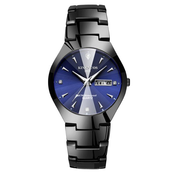 Men'S And Women'S Fashion Casual Round Dial Luminous Calendar Waterproof Metal Quartz Watch