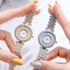 Women'S Fashion Quicksand Roller Ball Diamond Set Digital Dial Steel Strap Watch