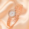 Women'S Fashion Casual Rhinestone Small Round Dial Jewelry Buckle Metal Chain Quartz Watch