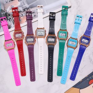 Men'S And Women'S Fashion Casual Trend Gold Electroplating Small Square Electronic Watch