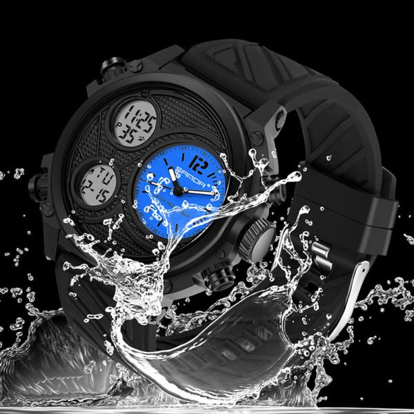 Men'S Fashion Sports Outdoor Luminous Waterproof Dual Display Electronic Watch