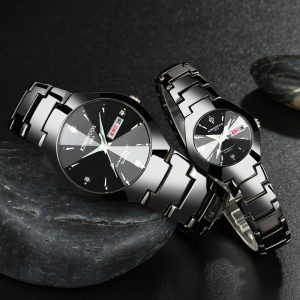 Men'S And Women'S Fashion Casual Round Dial Luminous Calendar Waterproof Metal Quartz Watch
