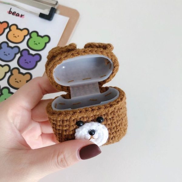 Fashion Cute Knitted Cartoon Brown Bear Airpods Case