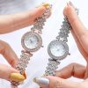 Womens Fashion Diamond Round Dial Quartz Bracelet Watch