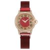 Women'S Fashion Casual Personality Rhinestone Roman Numeral Round Dial Quartz Watch