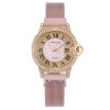 Women'S Fashion Casual Personality Rhinestone Roman Numeral Round Dial Quartz Watch