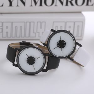 Unisex Fashion Casual Personality Round Dial Inverted Pointer Quartz Watch