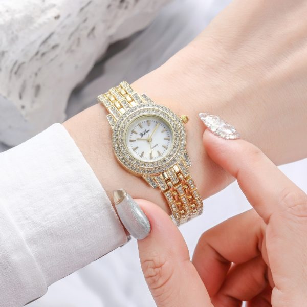 Women'S Fashion Casual Rhinestone Set Steel Strap Quartz Watch