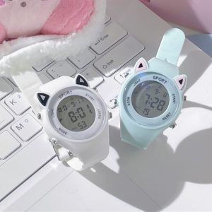 Men'S And Women'S Fashion Casual Personality Preppy Cat Ears Electronic Watch